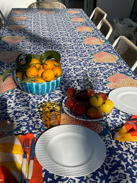 Lisa Corti ~ Arabesque Coralla Blue ~ Tablecloth 180 x 270