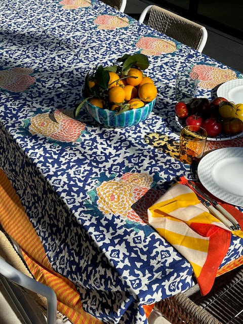 Lisa Corti ~ Arabesque Coralla Blue ~ Tablecloth 180 x 270