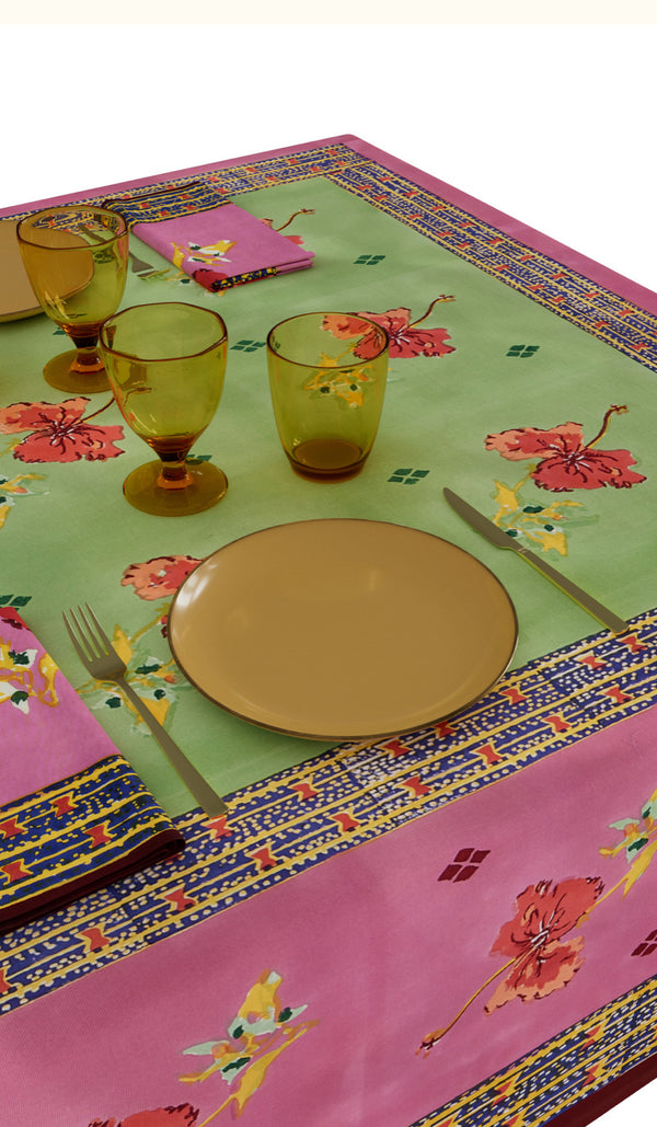 Lisa Corti ~  Ibisco Green~ Tablecoth 180 x 350