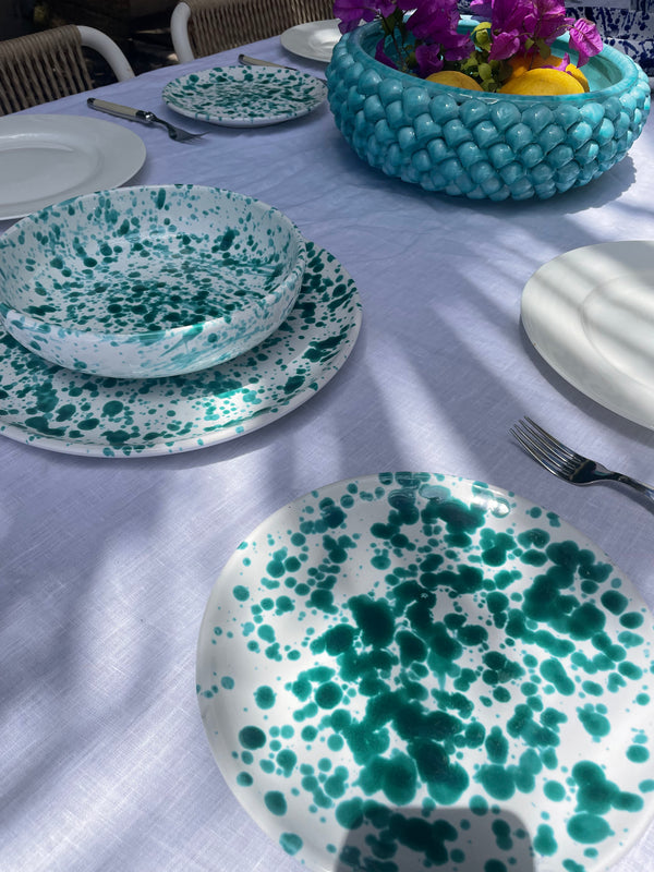 Salina Splatter side dinner plate ~ Il Mare Collection ~ Verde