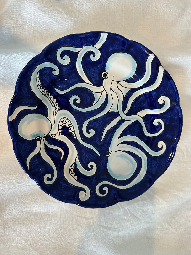 Marini Plate with Scalloped Edge ~ Octopus