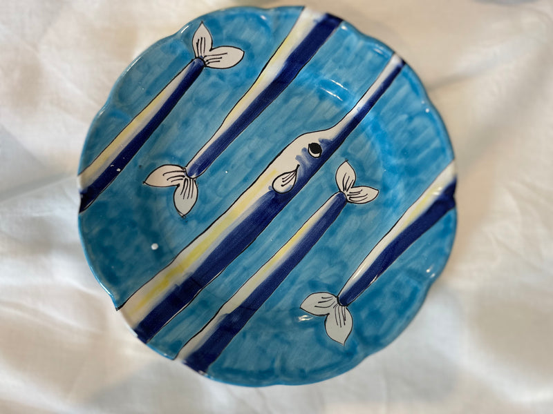 Marini Plate with Scalloped Edge ~ pesce blue