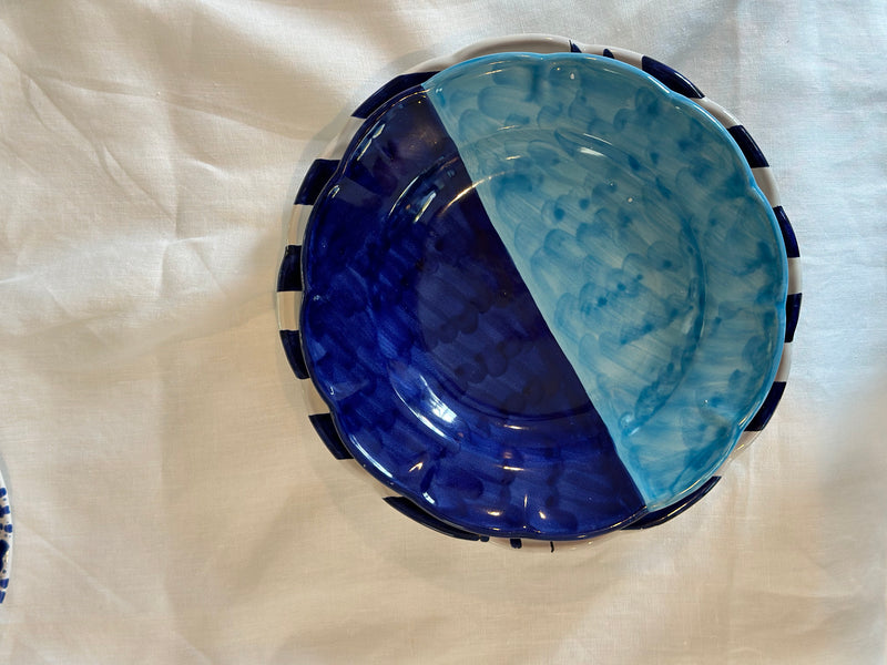 Marini Bowl with Scalloped Edge ~ mezze blue