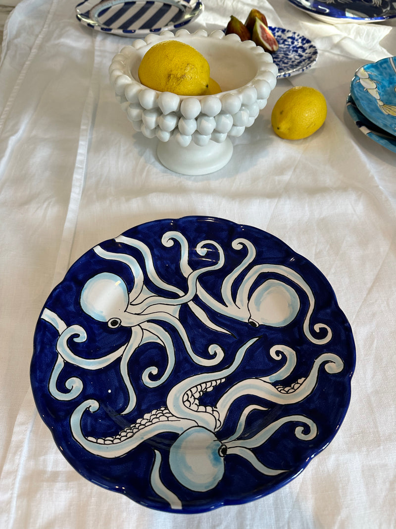 Marini Plate with Scalloped Edge ~ Octopus