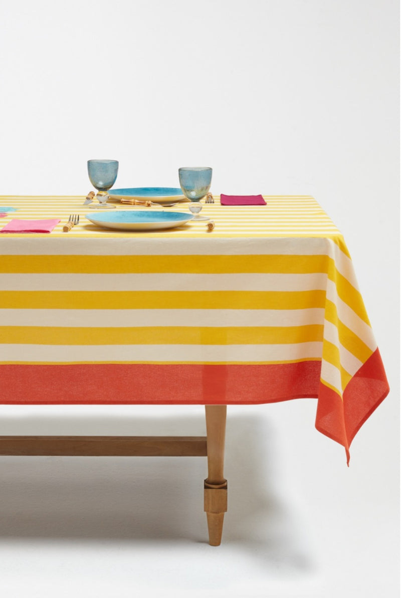 Le Veste X Lisa Corti Nizam Stripes Sun Yellow Natural ~ Tablecloth 180 x 270