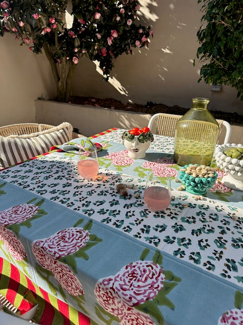 Lisa Corti ~ Leopard Stripes Sky~ Tablecloth ~ 180 x 350