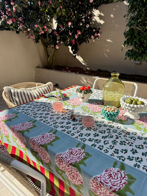 Lisa Corti ~ Leopard Stripes Sky~ Tablecloth ~ 180 x 350