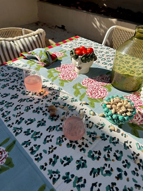 Lisa Corti ~ Leopard Stripes Sky~ Tablecloth ~ 180 x 350