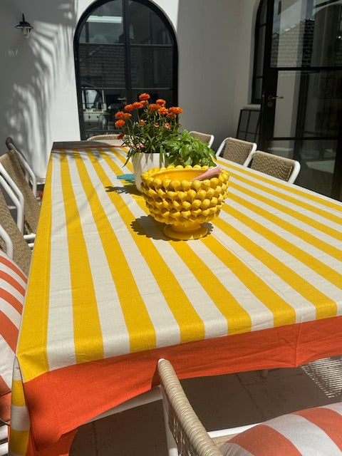 Le Veste X Lisa Corti Nizam Stripes Sun Yellow Natural ~ Tablecloth 180 x 270