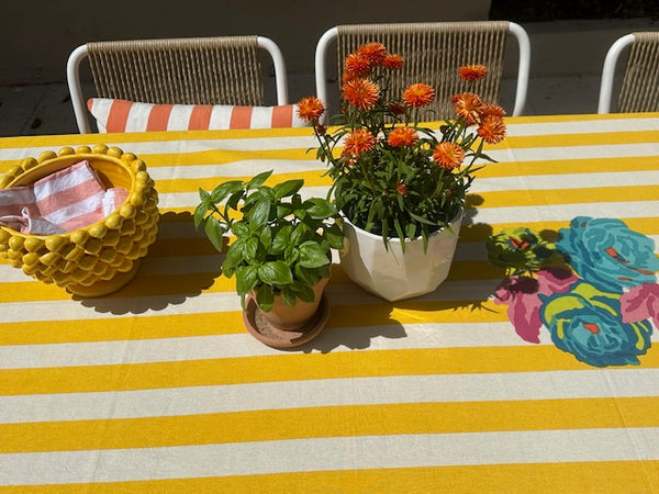 Le Veste X Lisa Corti Nizam Stripes Sun Yellow Natural ~ Tablecloth 180 x 270