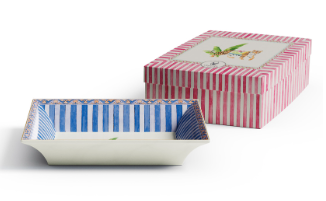 Lisa Corti Trinket Tray  ~ Sariska Stripe Blue