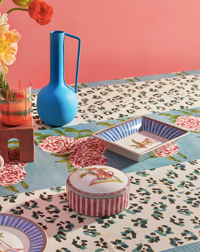 Lisa Corti Trinket Tray  ~ Sariska Stripe Blue