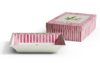Lisa Corti Trinket Tray  ~ Sariska Stripe Pink