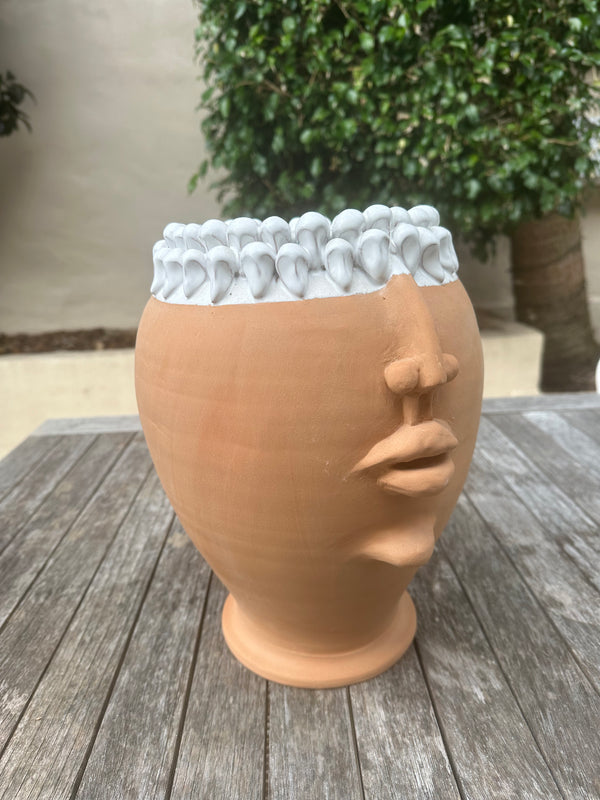 Terracotta Pigna Head Vase