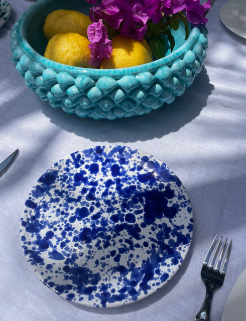 Salina Splatter dinner plate ~ Il Mare Collection ~ Blu