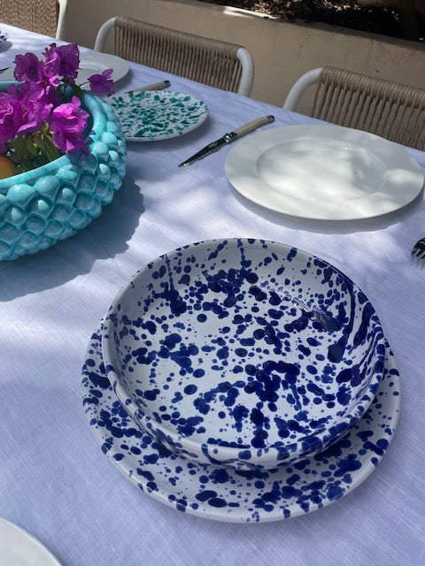 Salina Splatter dinner plate ~ Il Mare Collection ~ Blu